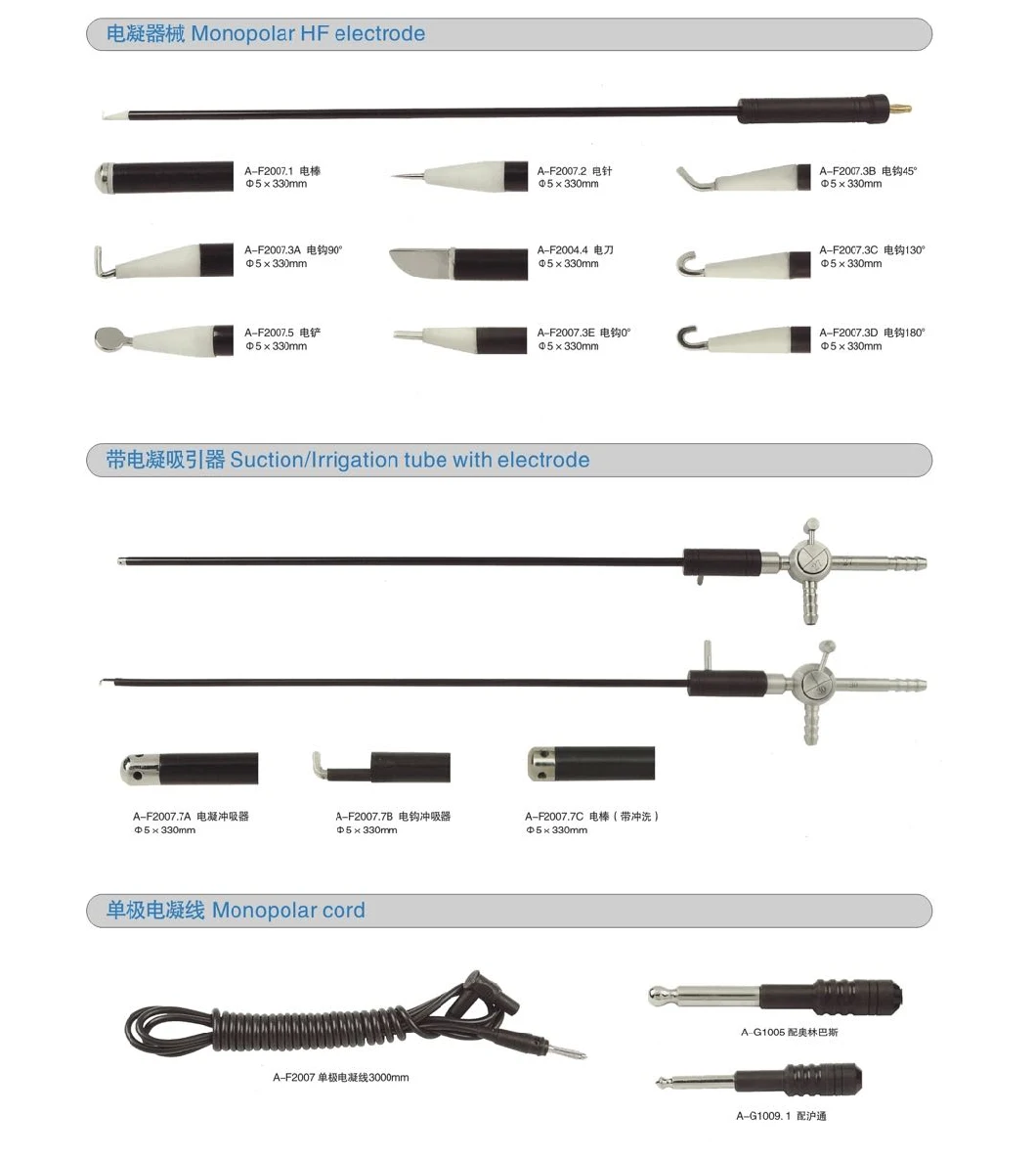 Laparoscopic Medical Equipments Surgical Instruments of Hf Monopolar Electric Coagulator L Hook Electric Coagulator Suction Crook Knife